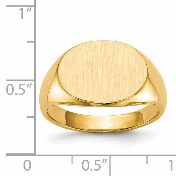 14k 12.0x16.0mm Closed Back Men's Signet Ring