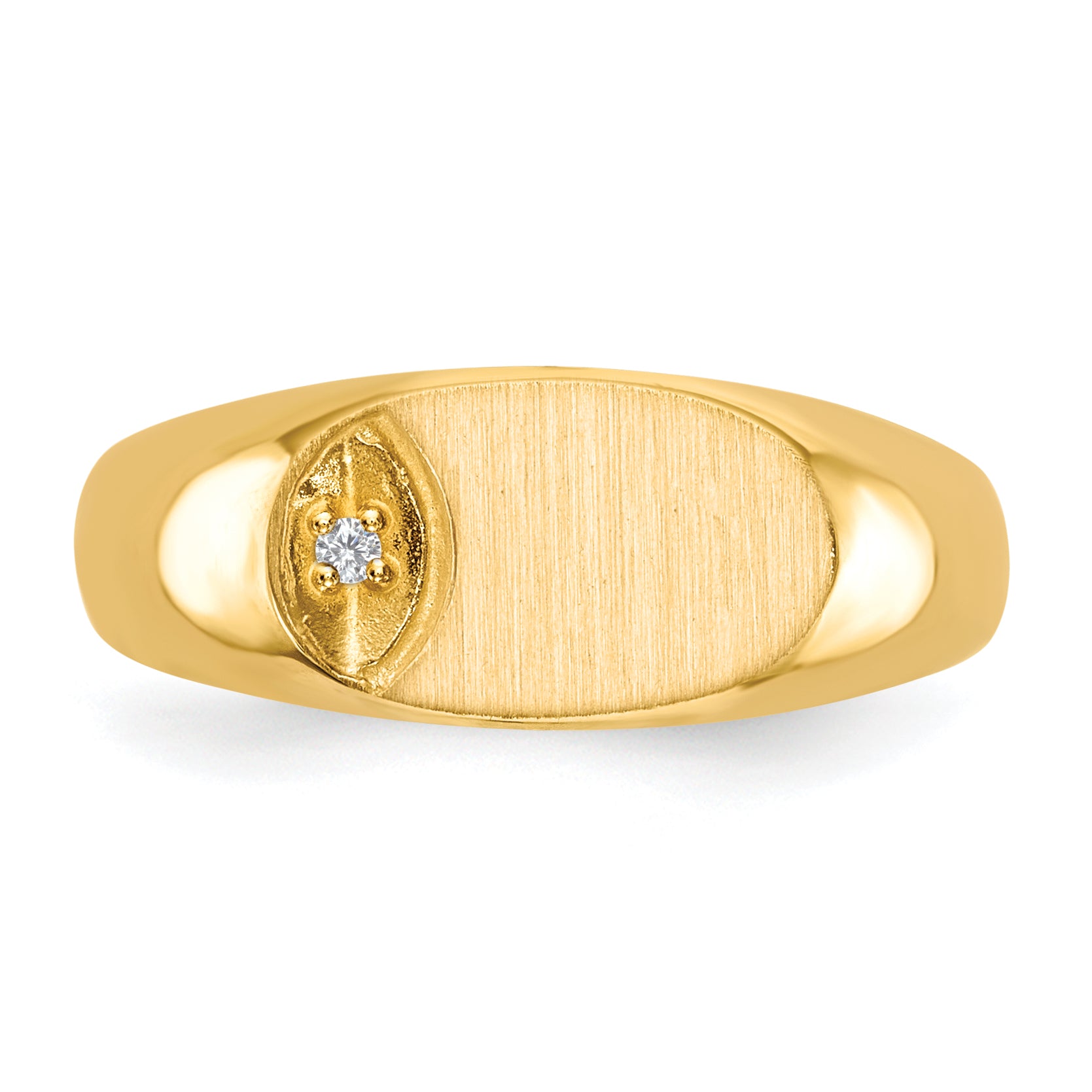 14k 6.5x11.0mm AA Diamond Open Back Signet Ring