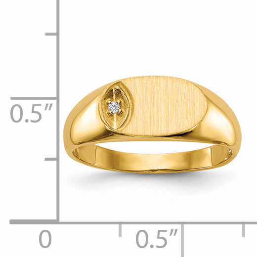 14k 6.5x11.0mm AA Diamond Open Back Signet Ring