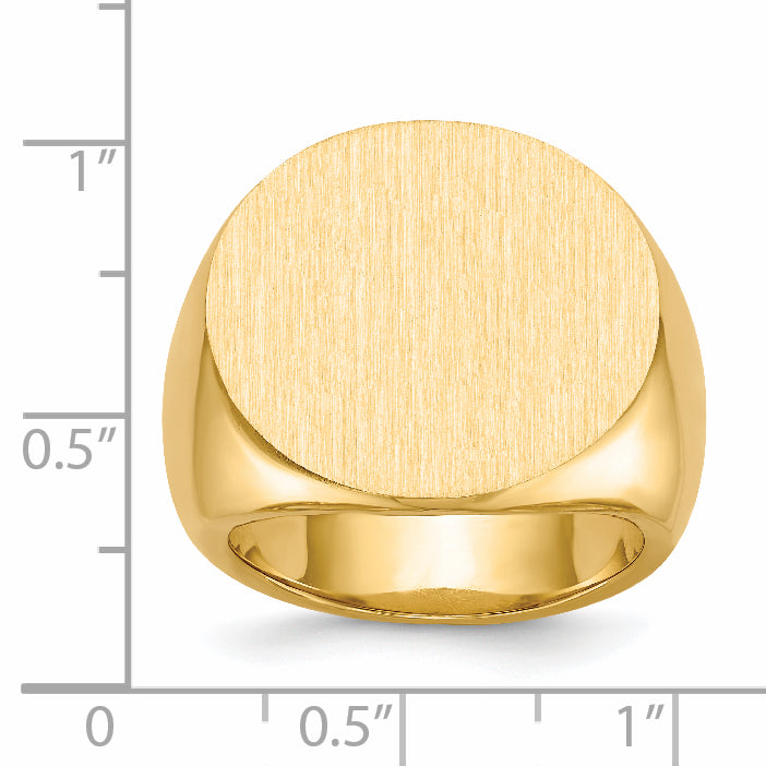 14k 21.0x21.5mm Closed Back Mens Signet Ring