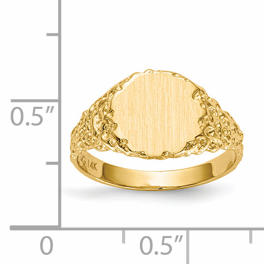 14k 9.5x8.5mm Closed Back Signet Ring