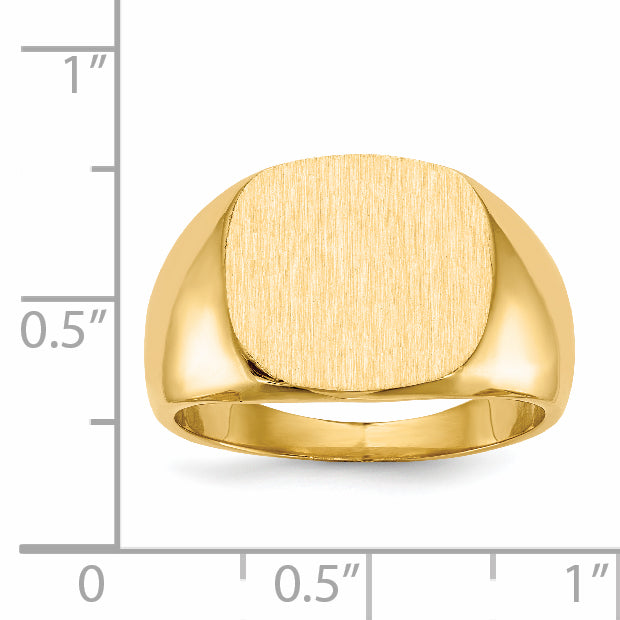 14k 15.5x14.0mm Closed Back Men's Signet Ring