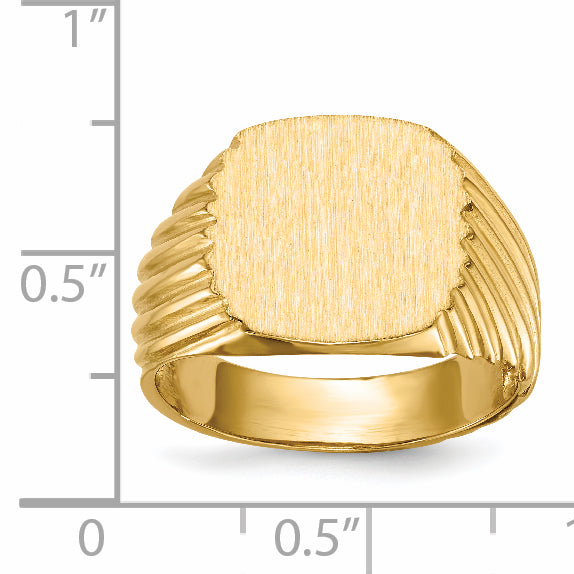 14k 13.5x13.5 Open Back Men's Signet Ring