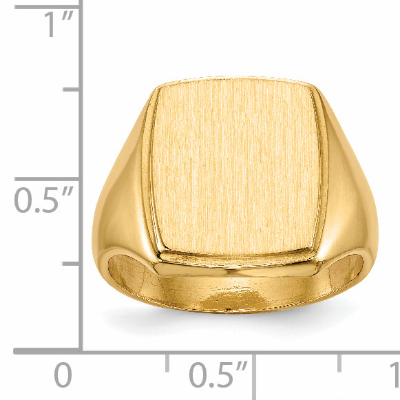 14k 14.5x13.0mm Closed Back Mens Signet Ring