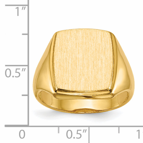 14k 14.5x13.0mm Open Back Mens Signet Ring