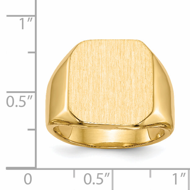 14k 17.0x15.0mm Closed Back Men's Signet Ring