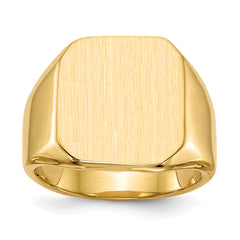 14k 17.0x15.0mm Closed Back Men's Signet Ring