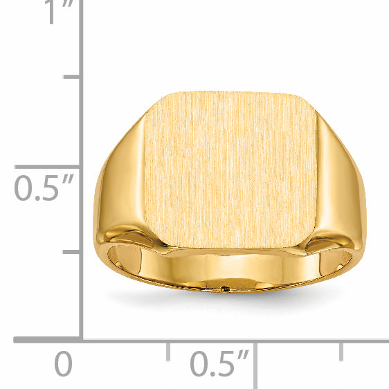 14k 12.0mm x12.0mm Closed Back Men's Signet Ring