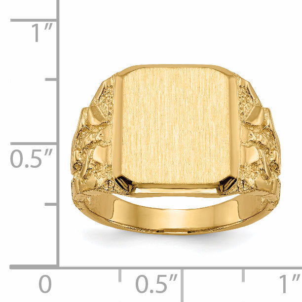 14k 14.0 x 13.0mm Open Back Men's Signet Ring