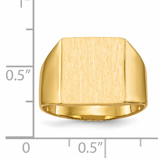 14k 13.0x12.0mm Closed Back Mens Signet Ring