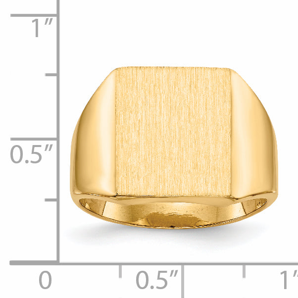 14k 15.0x13.5mm Closed Back Mens Signet Ring