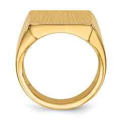 14k 17.5x16.5mm Closed Back Mens Signet Ring