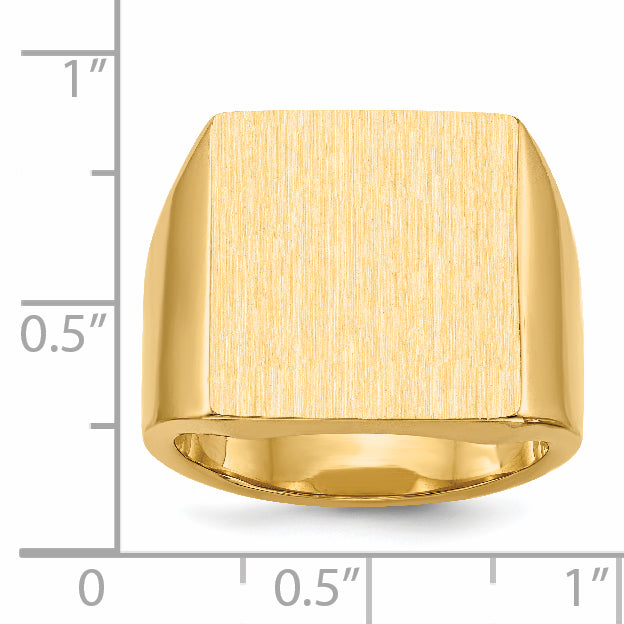 14k 17.5x16.5mm Closed Back Mens Signet Ring