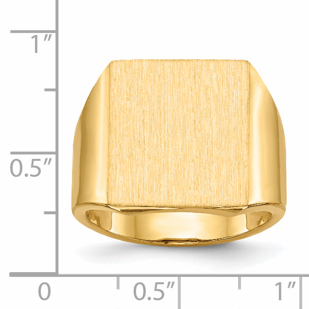 14k 17.5x15.5mm Open Back Mens Signet Ring