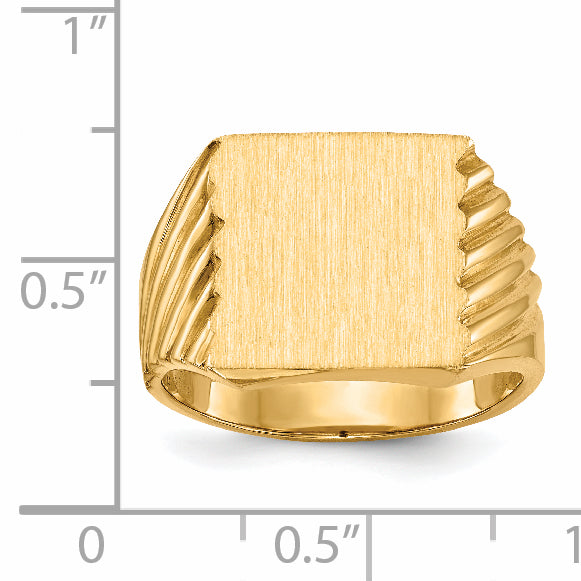 14k 13.0x13.0mm Closed Back Men's Signet Ring