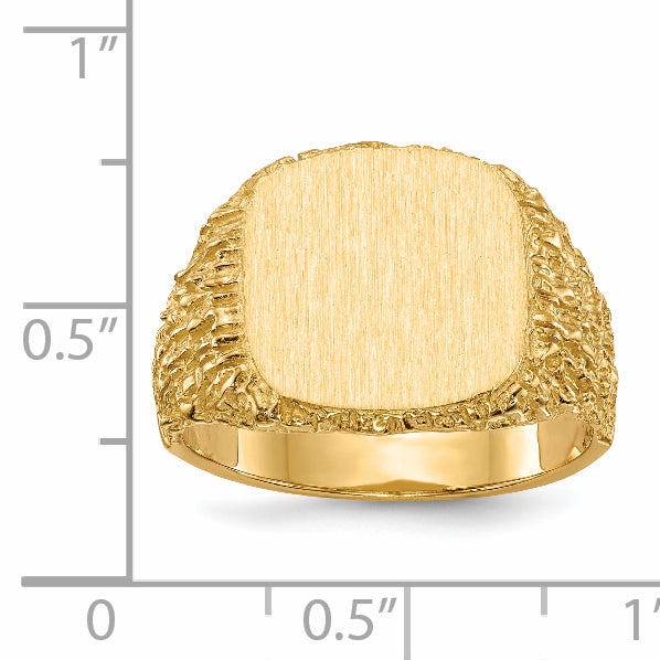 14k 13.5x13.5mm Closed Back Men's Signet Ring