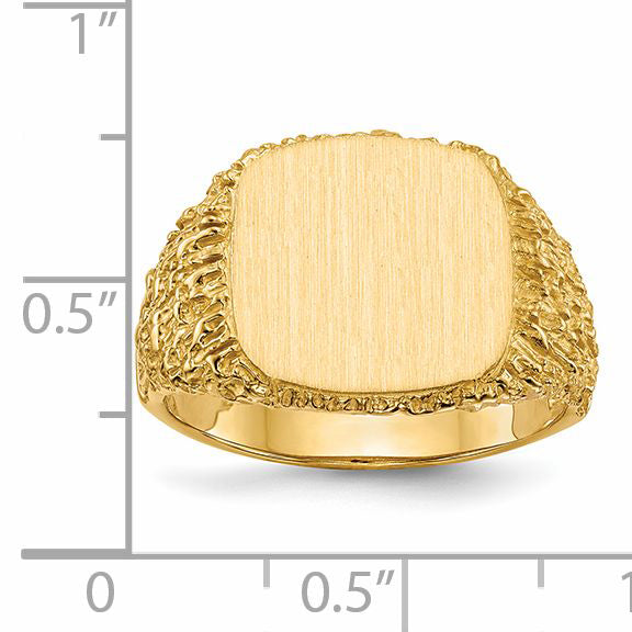 14k 13.5x13.5mm Open Back Men's Signet Ring