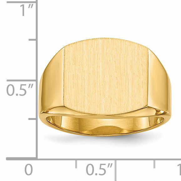 14k 13.5x14.5mm Closed Back Men's Signet Ring