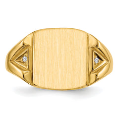 14k 12.0x11.0mm Open Back AA Diamond Men's Signet Ring