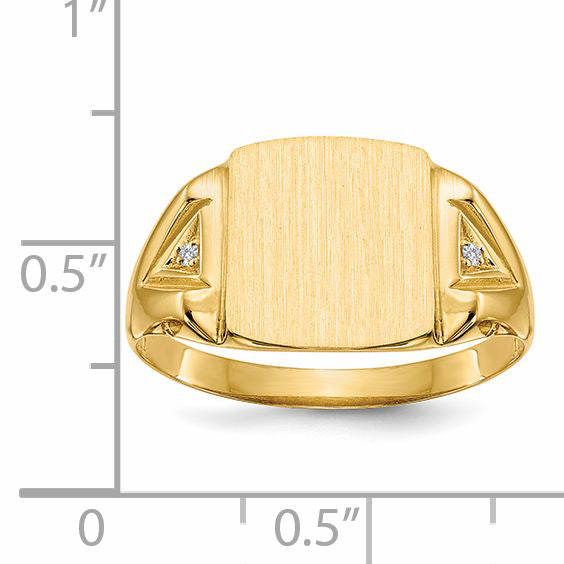 14k 12.0x11.0mm Open Back AA Diamond Men's Signet Ring