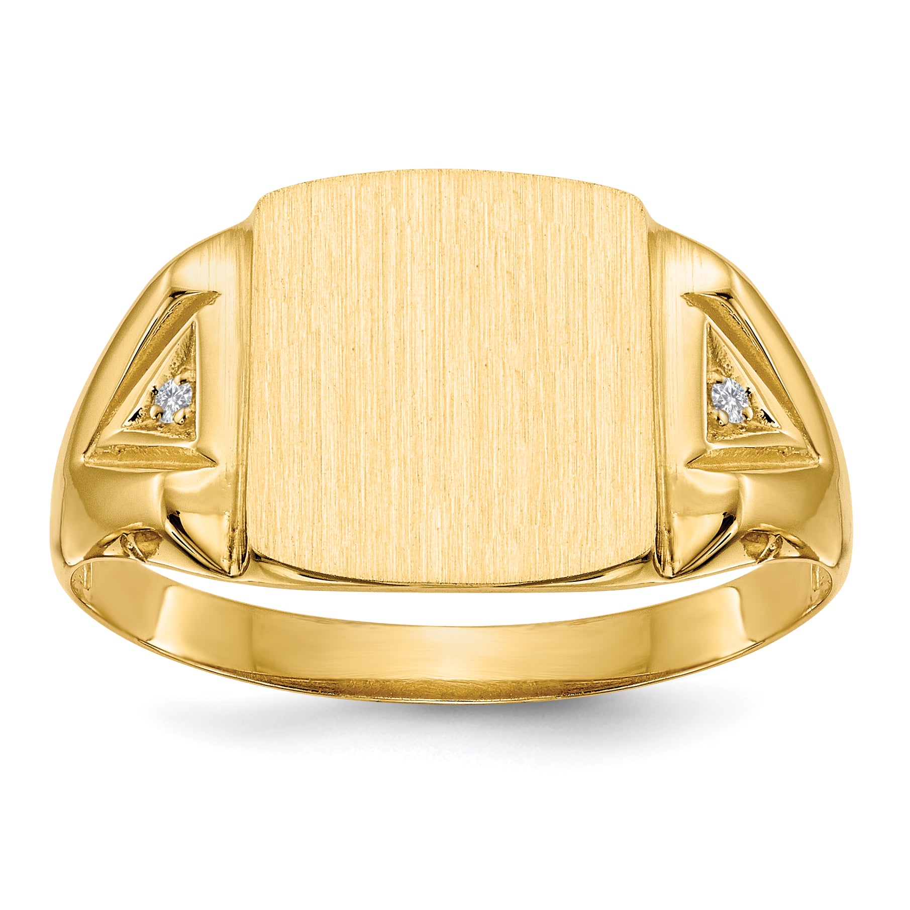 14k 12.0x11.0mm Open Back AA Diamond Men's Signet Ring