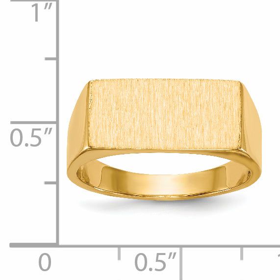 14k 8.0x16.5mm Closed Back Men's Signet Ring