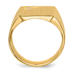 14k 14.0x13.0mm Closed Back AA Diamond Men's Signet Ring