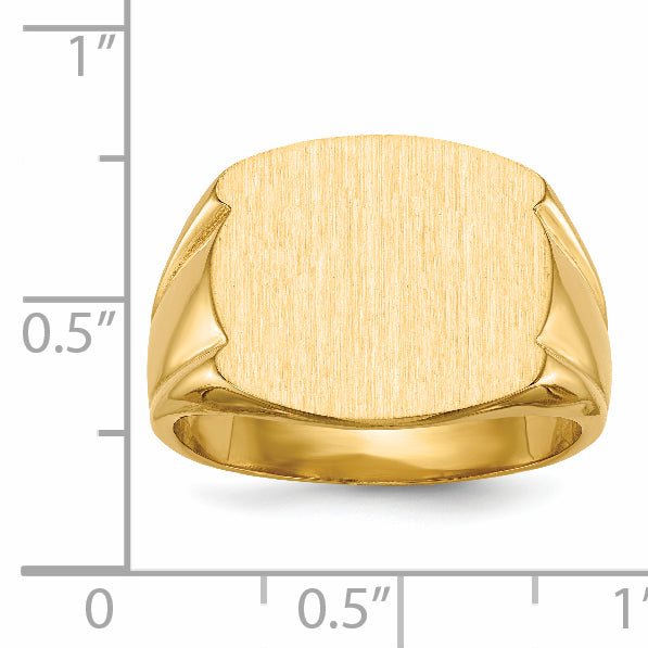 14k 15.0x16.5mm Closed Back Men's Signet Ring