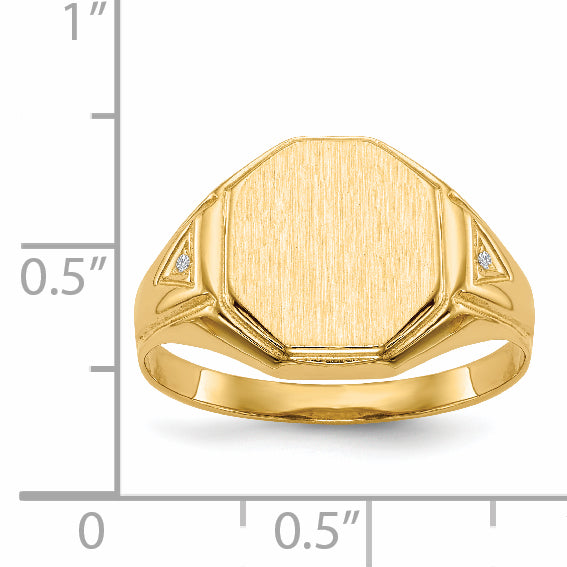 14k 12.5x11.5mm Open Back AA Diamond Men's Signet Ring