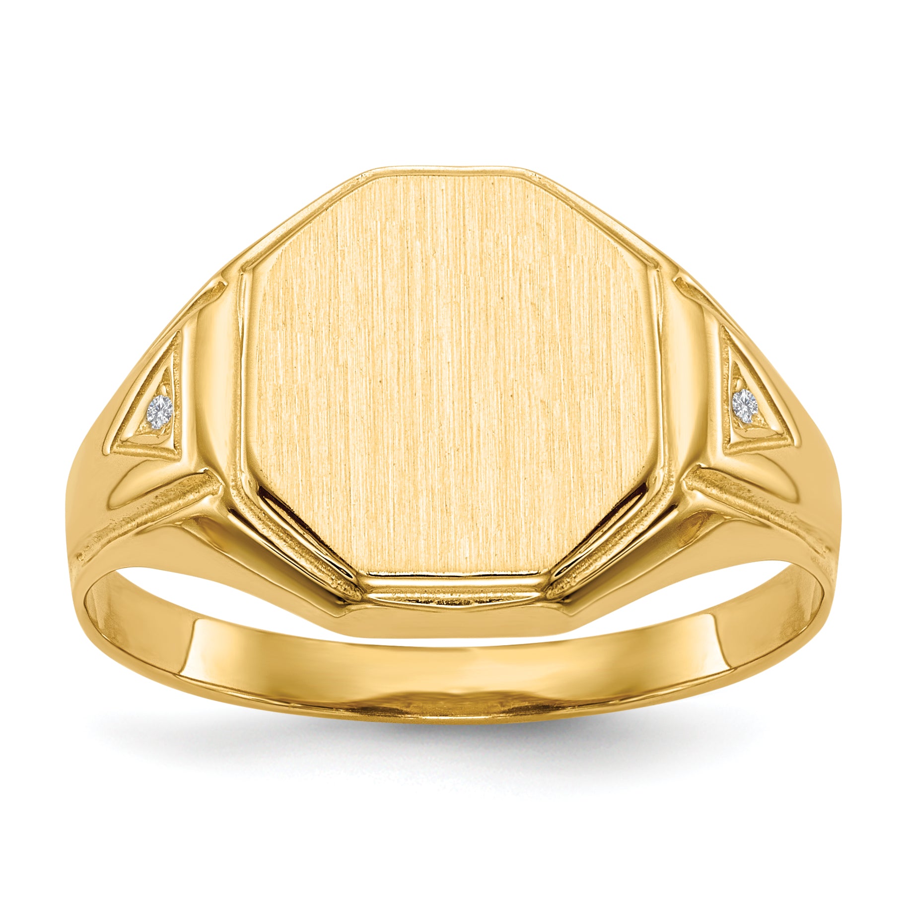 14k 12.5x11.5mm Open Back AA Diamond Men's Signet Ring