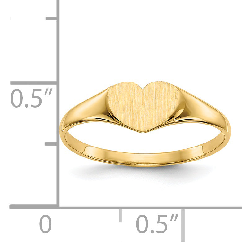 14k 6.0x7.5mm Closed Back Heart Signet Ring