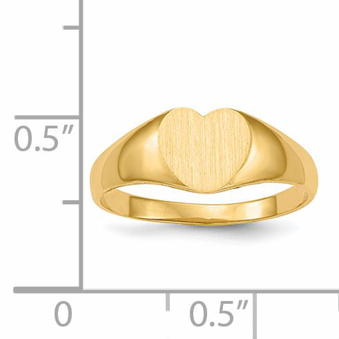 14k 6.5x8.0mm Closed Back Heart Signet Ring