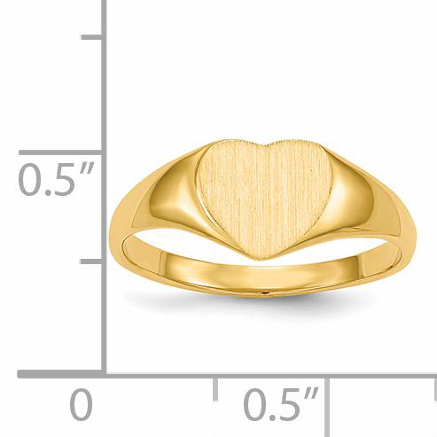 14k 7.5x8.5mm Closed Back Heart Signet Ring