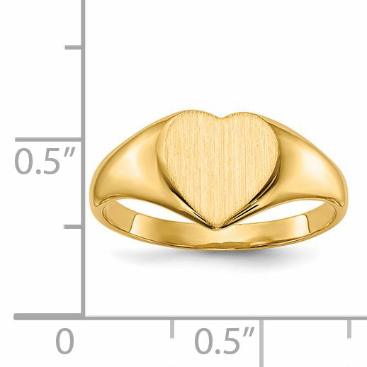 14k 9.0x9.0mm Closed Back Heart Signet Ring