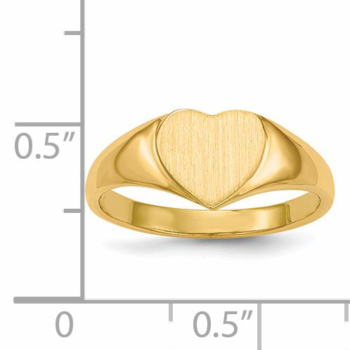 14k 7.5x8.5mm Open Back Heart Signet Ring