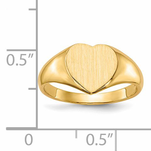 14k 9.0x9.0mm Open Back Heart Signet Ring