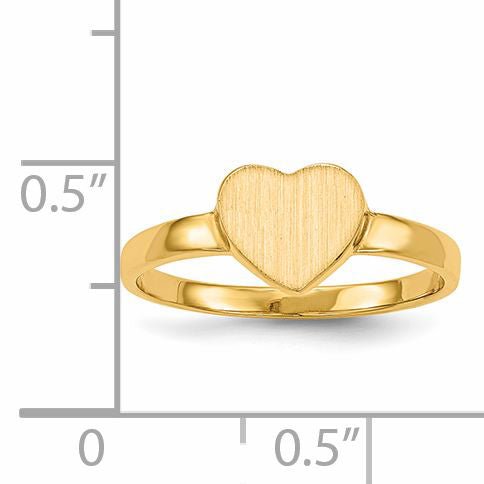 10ky 6.5x7.5mm Open Back Heart Signet Ring