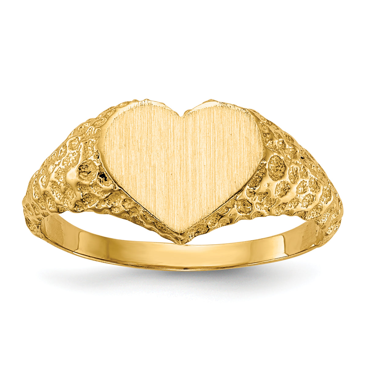 14k 7.5x8.0mm Open Back Heart Signet Ring