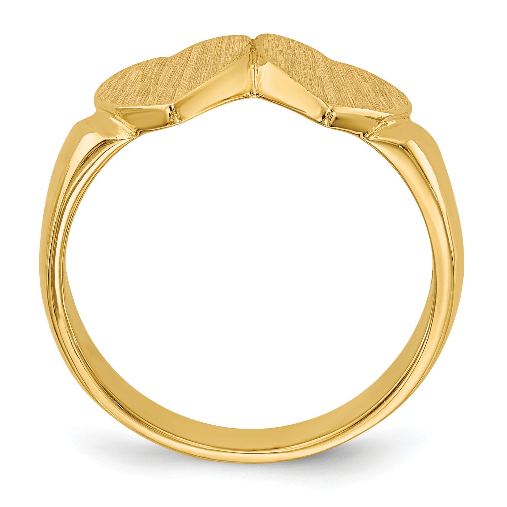 14k 8.0x8.0mm Closed Back Double Heart Signet Ring