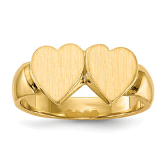 14k 8.0x8.0mm Closed Back Double Heart Signet Ring