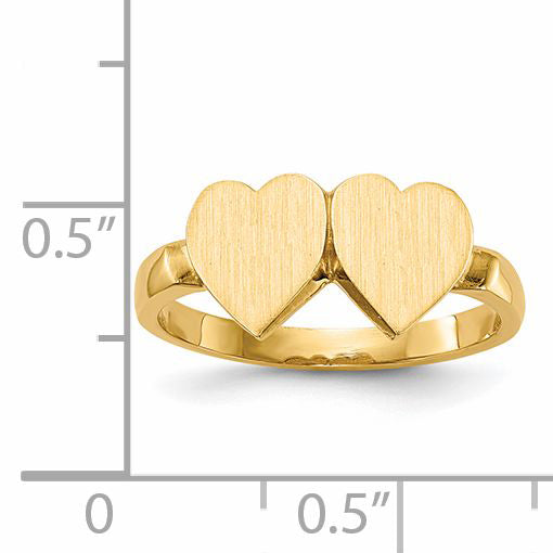 14k 7.5x7.5mm Open Back Heart Signet Ring