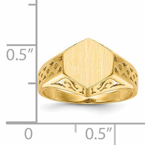 14k 9.5x8.5mm Open Back Signet Ring