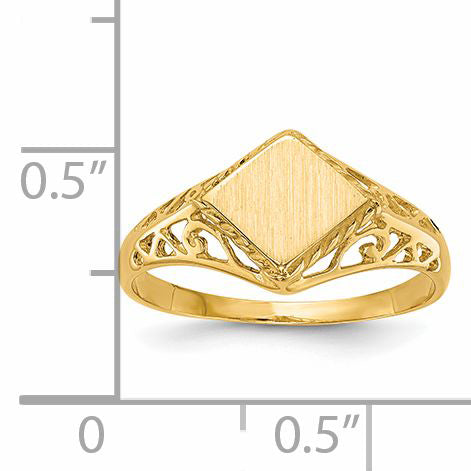 14k 8.0x8.5mm Open Back Signet Ring