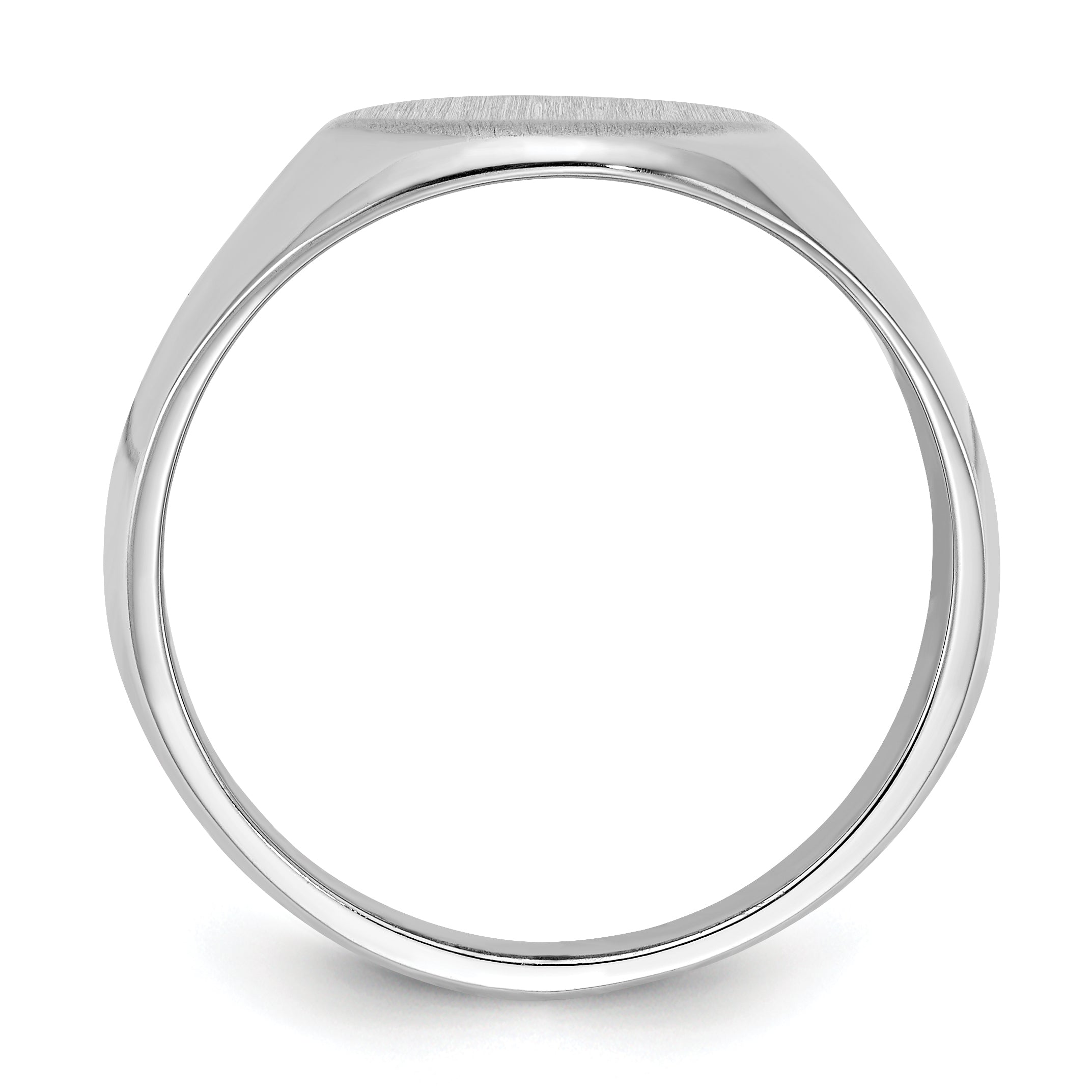 14k White Gold 15.0x11.5mm Closed Back Men's Signet Ring