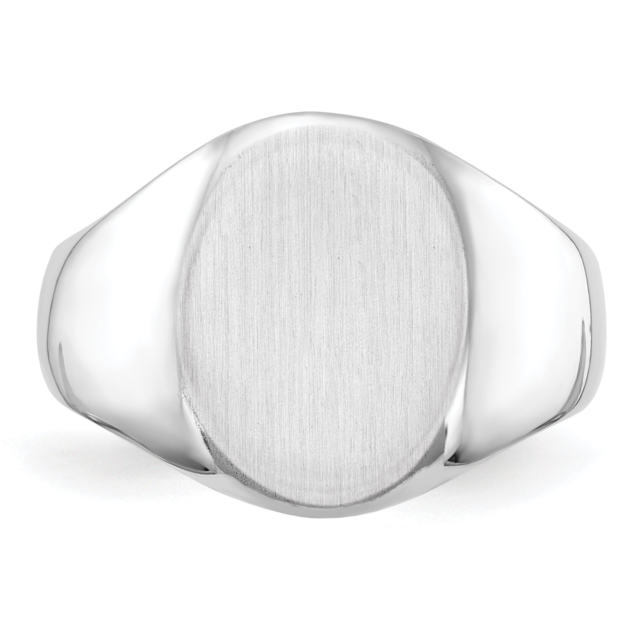 14k White Gold 15.0x11.5mm Closed Back Men's Signet Ring