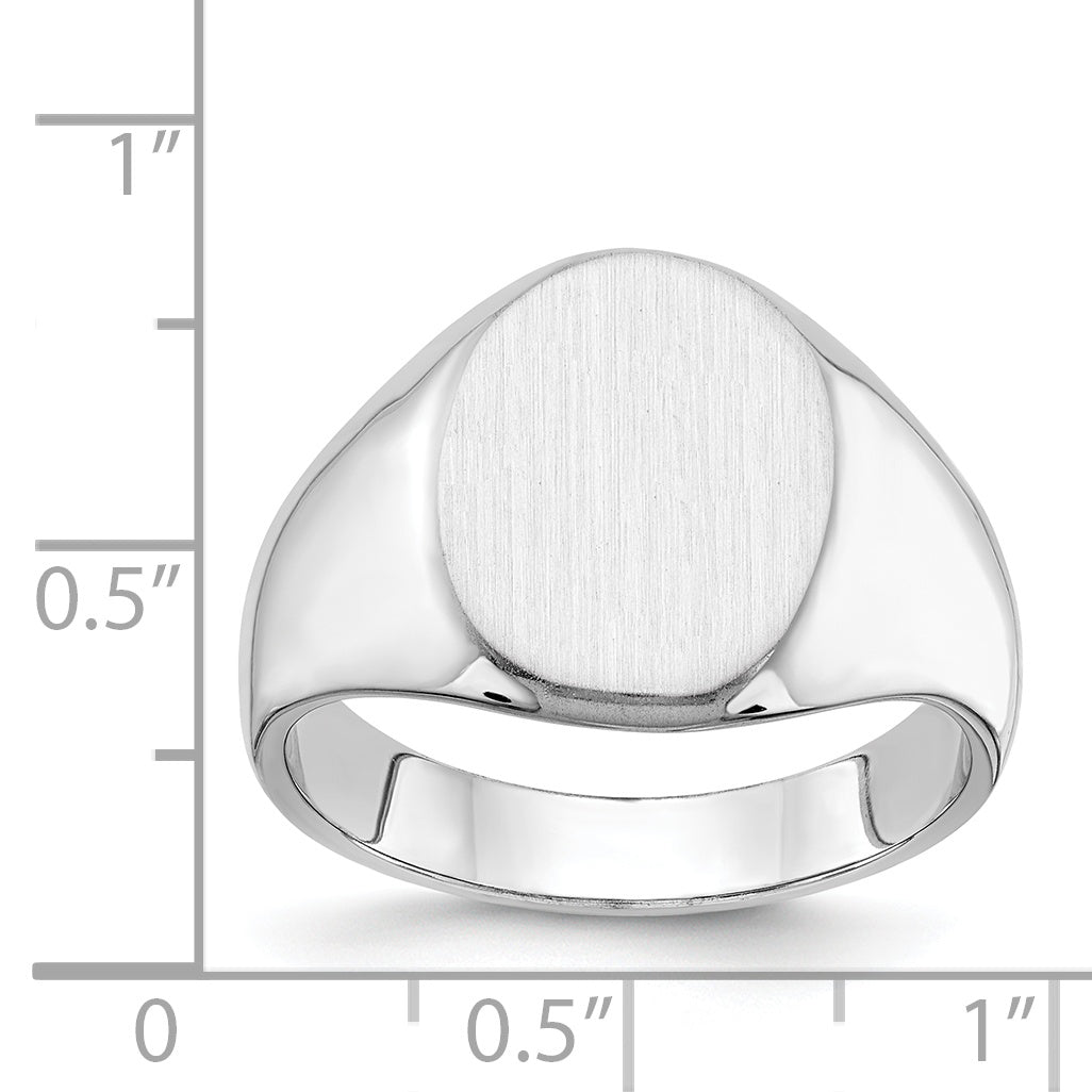 14k White Gold 15.0x11.5mm Closed Back Men's Signet Ring