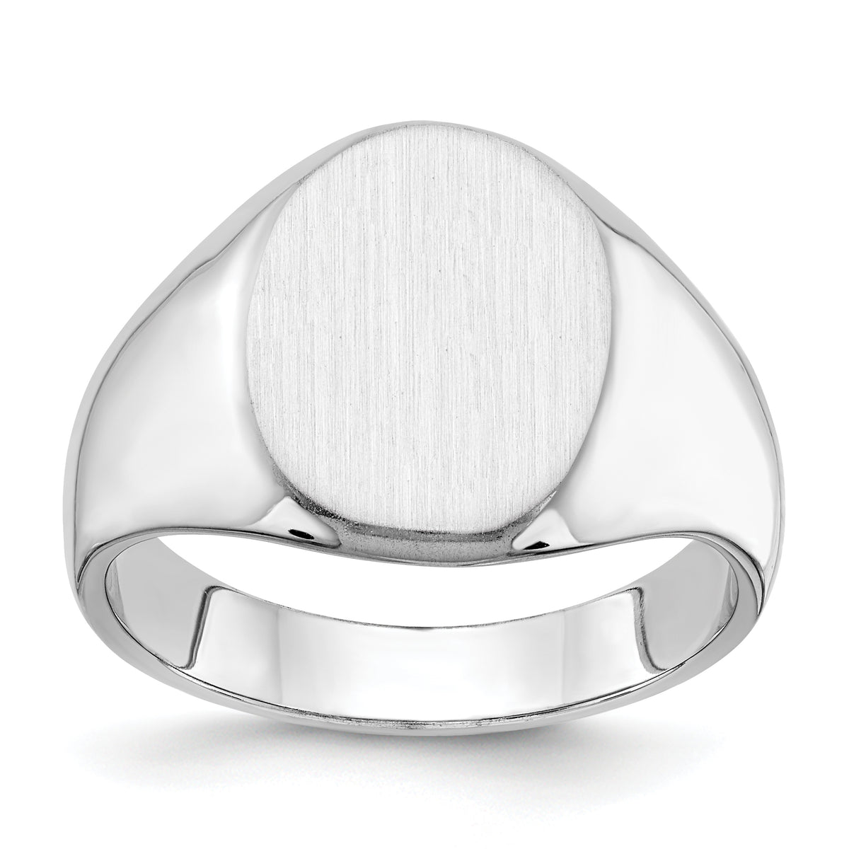 14k White Gold 15.0x11.5mm Closed Back Men's Signet Ring