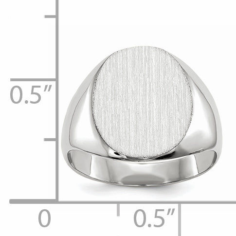 14k White Gold 13.5x12.5mm Closed Back Signet Ring