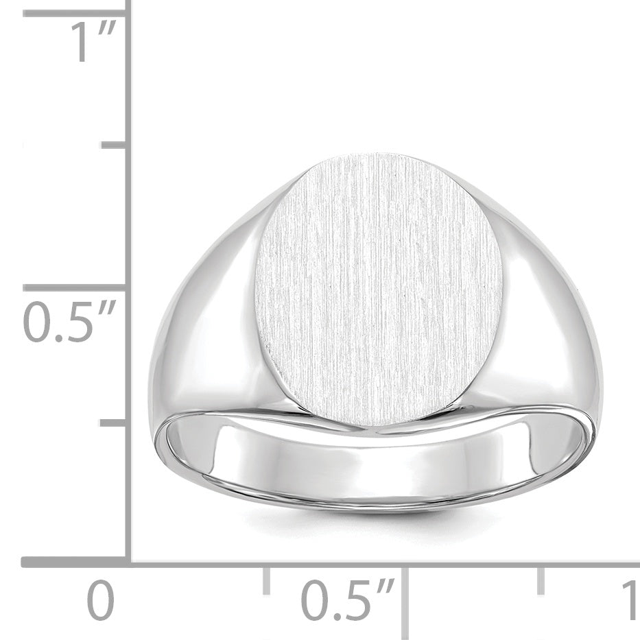 14k White Gold 13.0x15.5mm Open Back Signet Ring