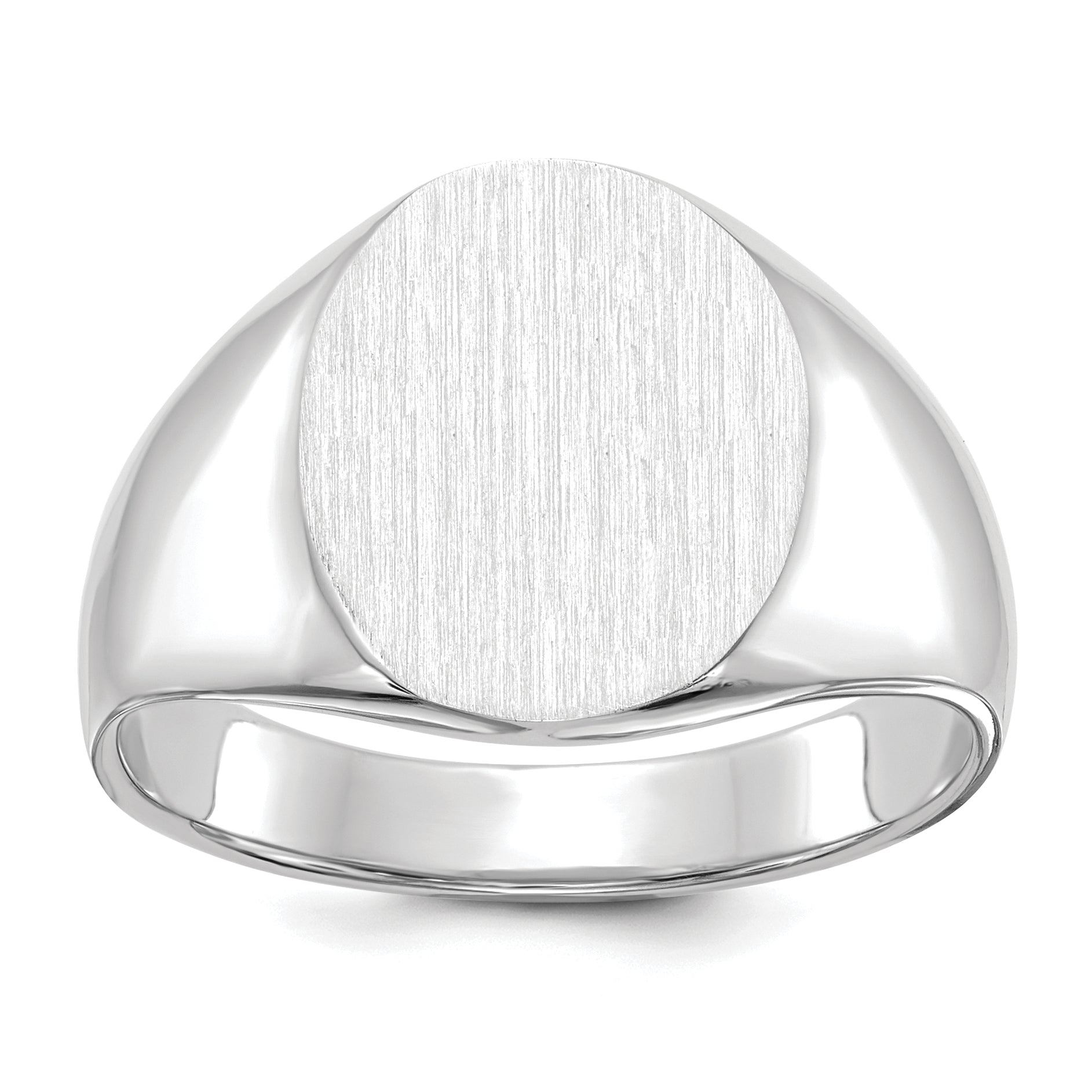 14k White Gold 13.0x15.5mm Open Back Signet Ring